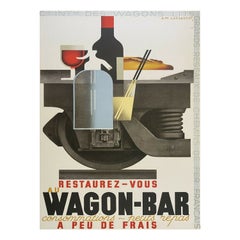 Affiche vintage originale du Wagon-Bar de 1980