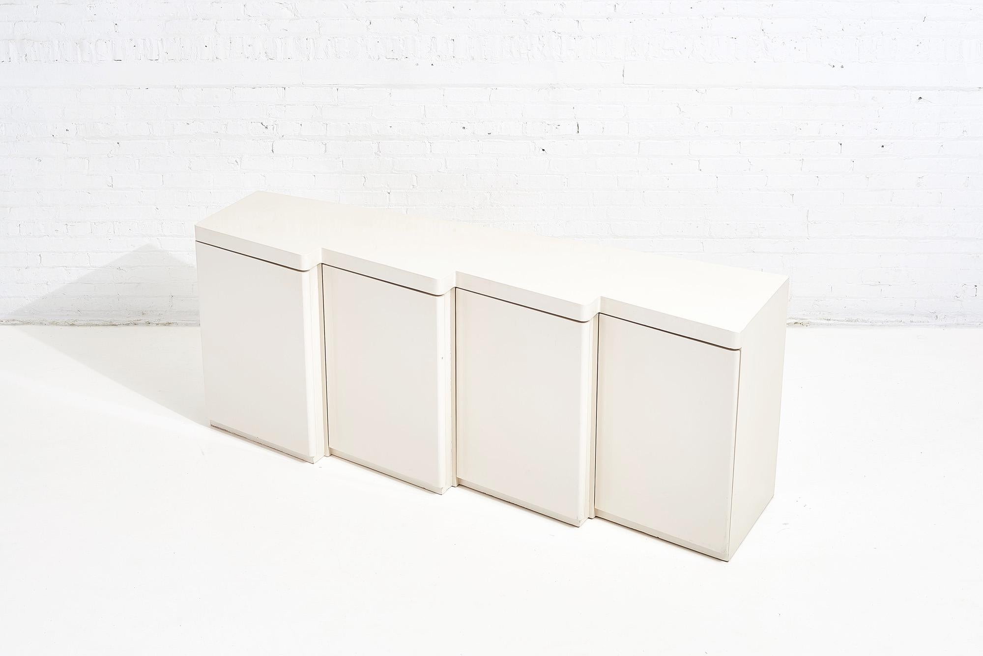 Late 20th Century 1980 White Lacquer Wave Front Sideboard