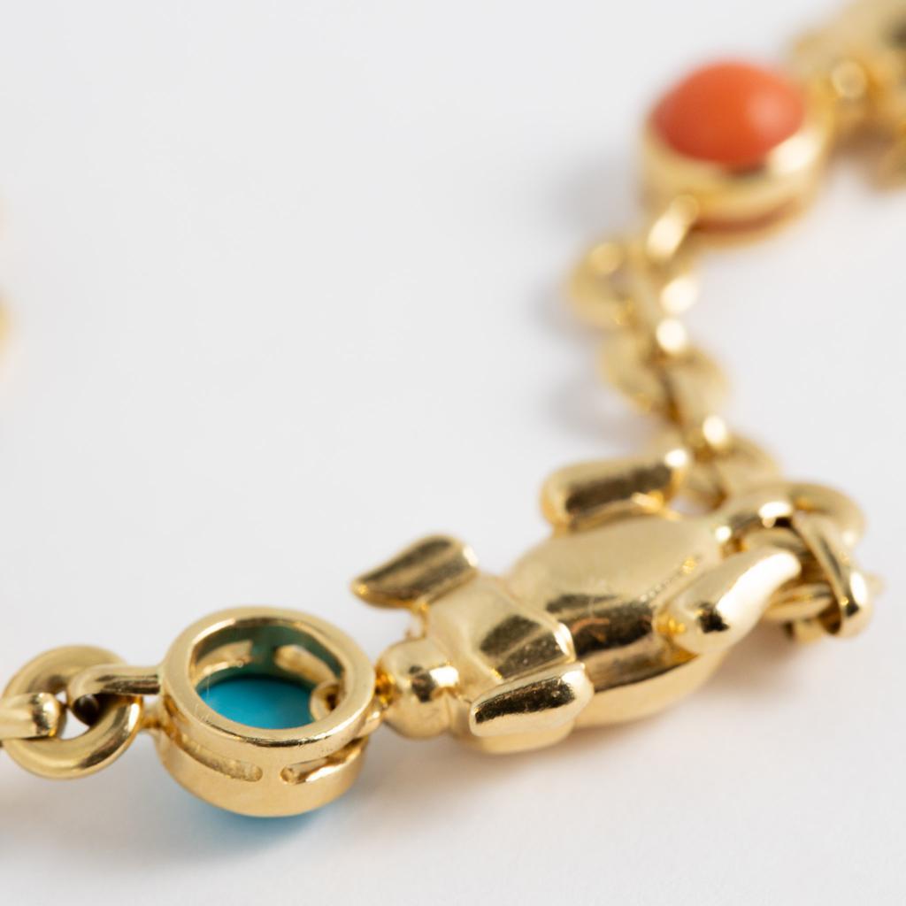 Women's or Men's 1980 Yellow Gold Turquoise Coral Cartier Bracelet