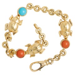 1980 Yellow Gold Turquoise Coral Cartier Bracelet