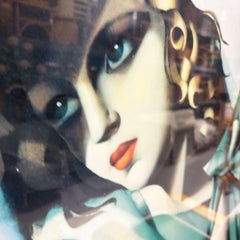 1980 Young Woman in Green Art Deco Lthograph Print by Tamara de Lempicka Framed