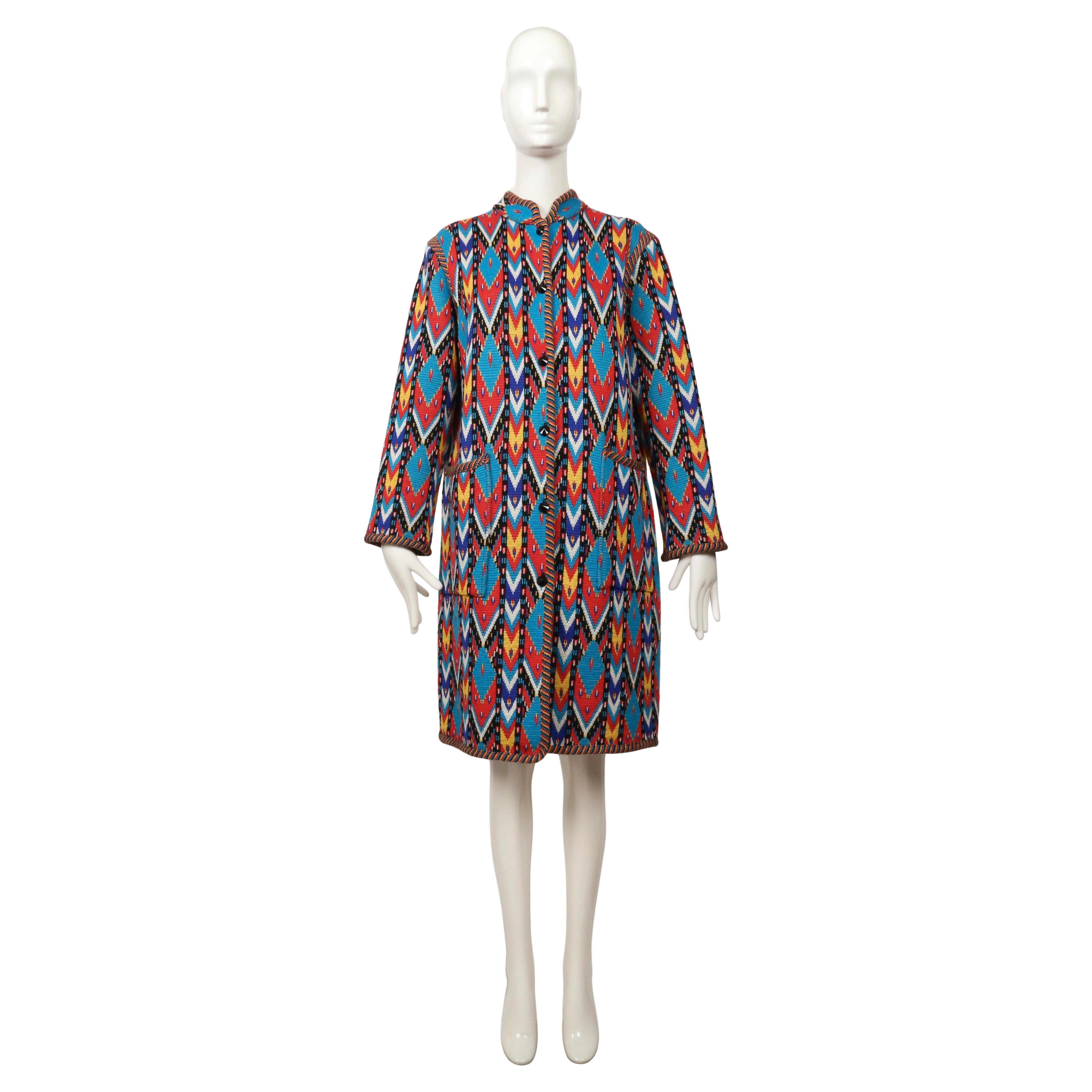 1980 Yves Saint Laurent, maglione luminoso Ikat RUNWAY, cappotto