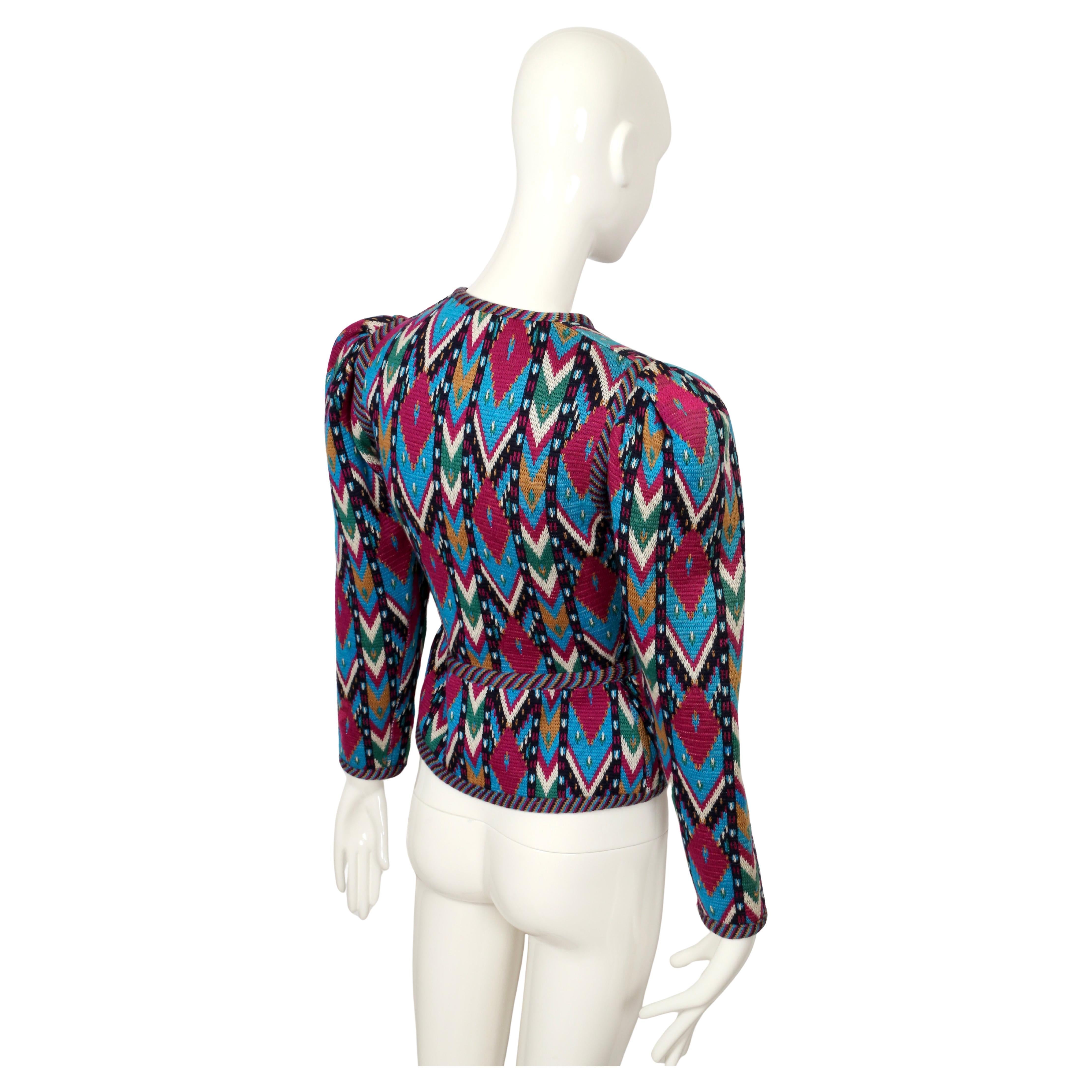 1980 Yves Saint Laurent Cardigan Ikat Pull RUNWAY Bon état - En vente à San Fransisco, CA