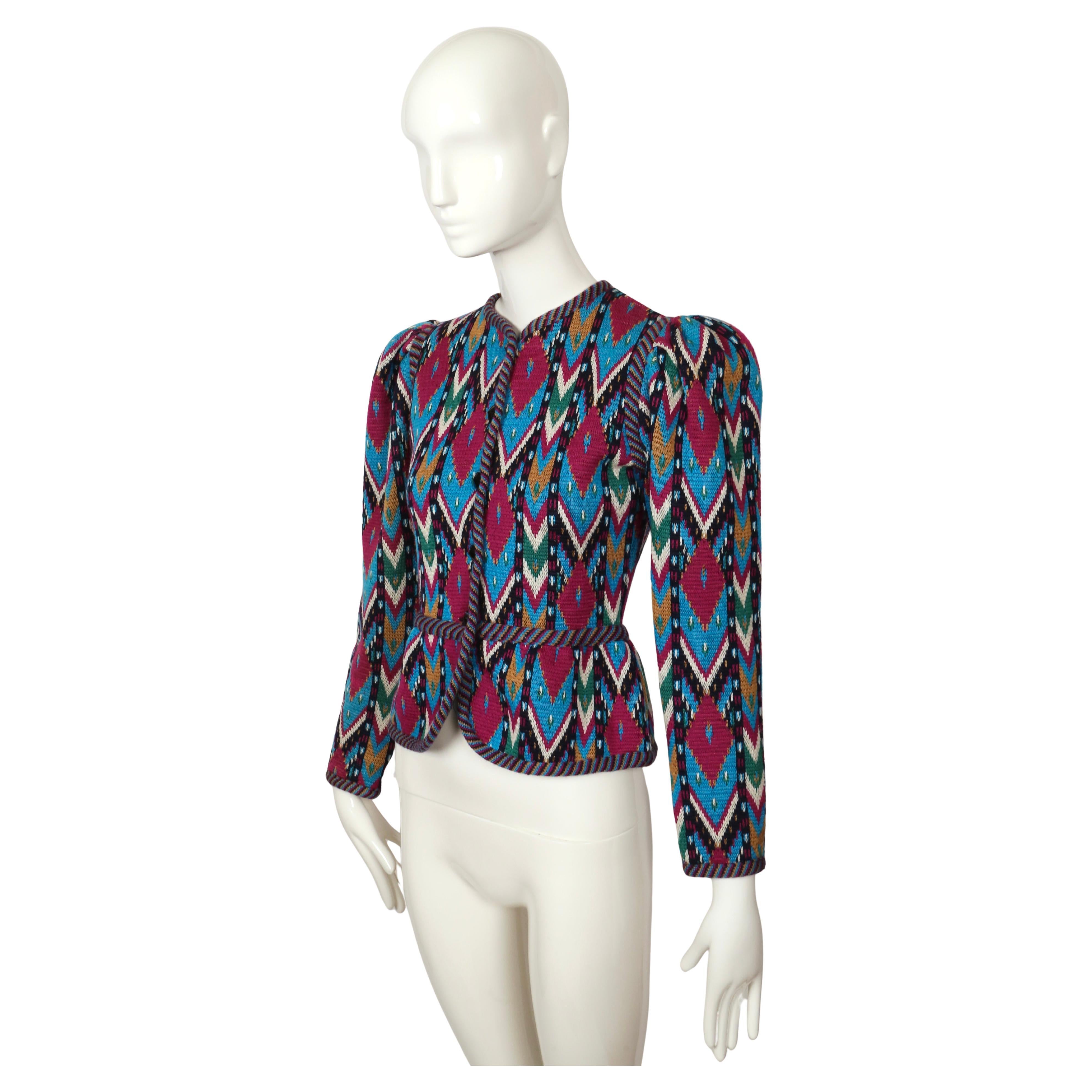 1980 Yves Saint Laurent Cardigan Ikat Pull RUNWAY Unisexe en vente