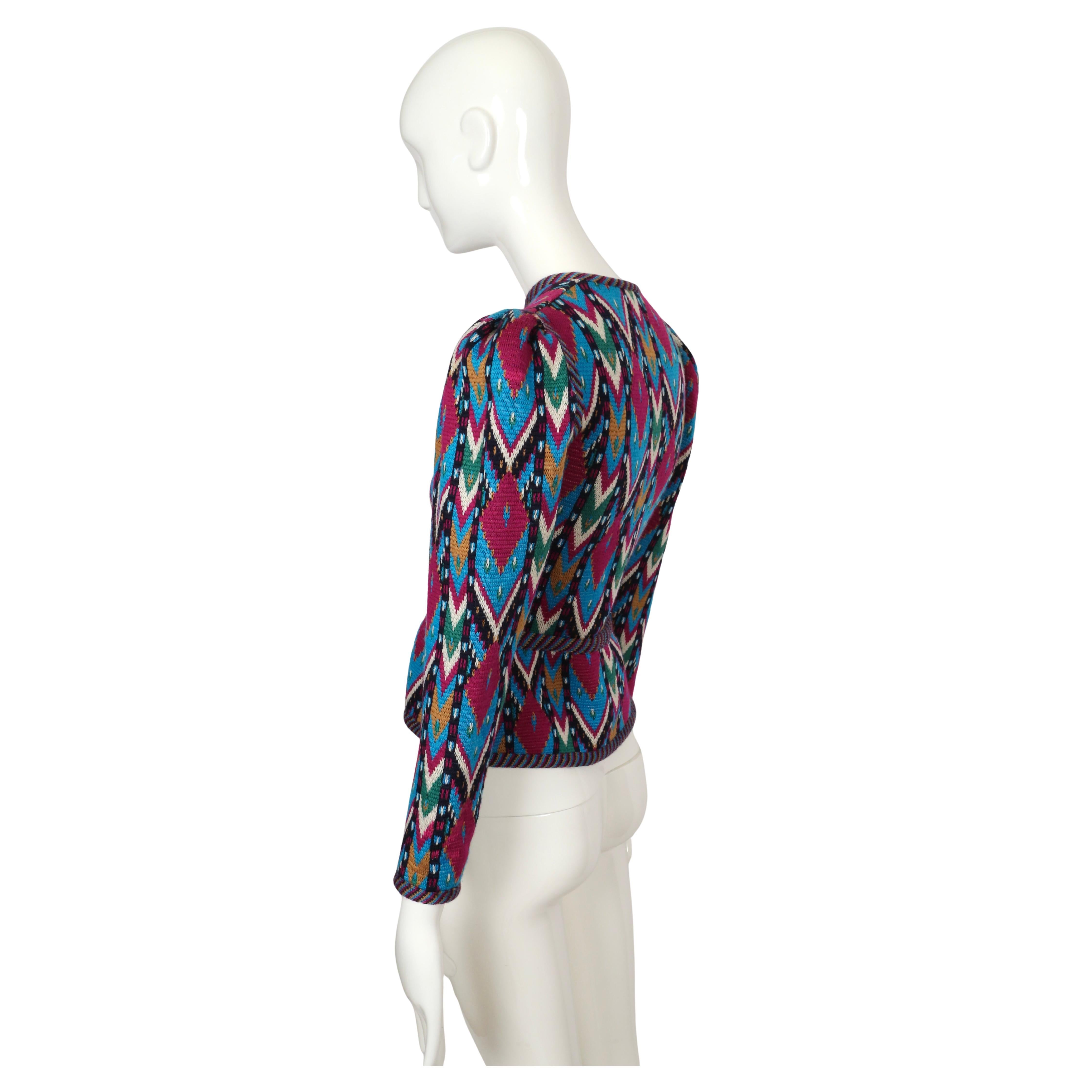 1980 Yves Saint Laurent Cardigan Ikat Pull RUNWAY en vente 2