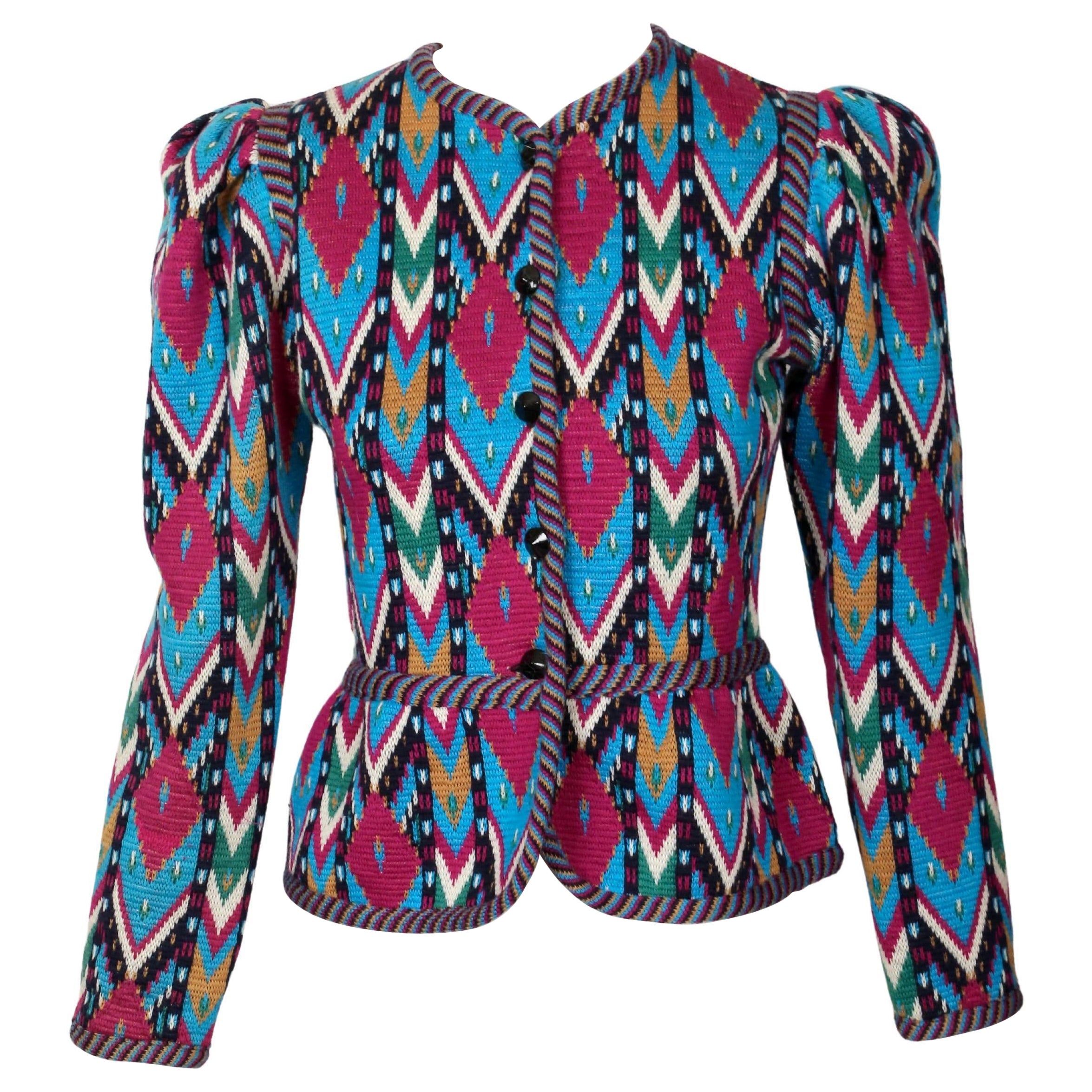 1980 YVES SAINT LAURENT Ikat cardigan RUNWAY sweater