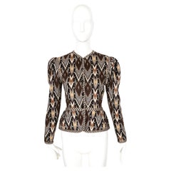 1980 YVES SAINT LAURENT Chaqueta de punto Ikat Suéter RUNWAY