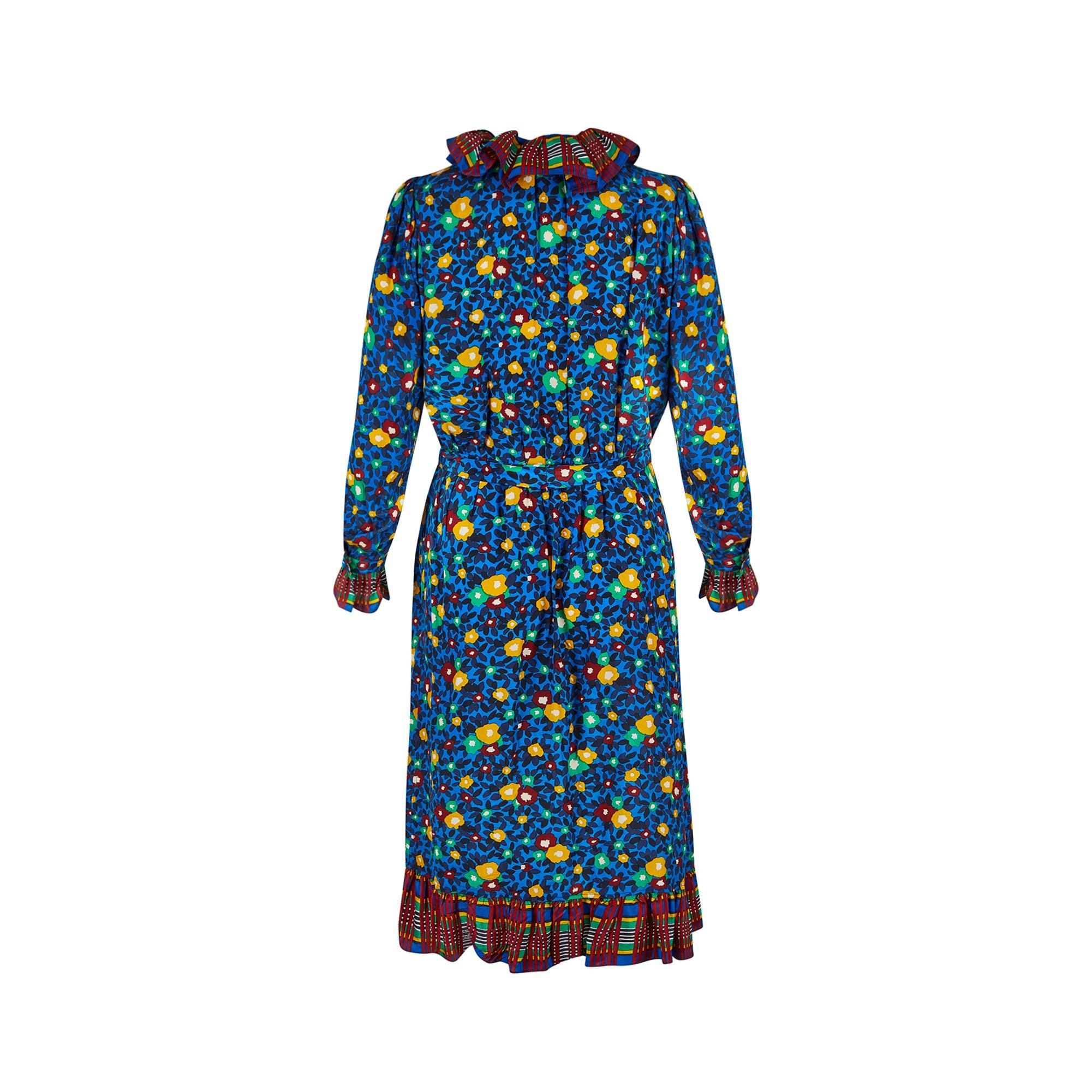 Robe chemise de défilé à imprimé floral Yves Saint Laurent, 1980 Excellent état - En vente à London, GB