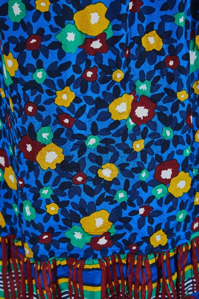 Robe chemise de défilé à imprimé floral Yves Saint Laurent, 1980 Pour femmes en vente