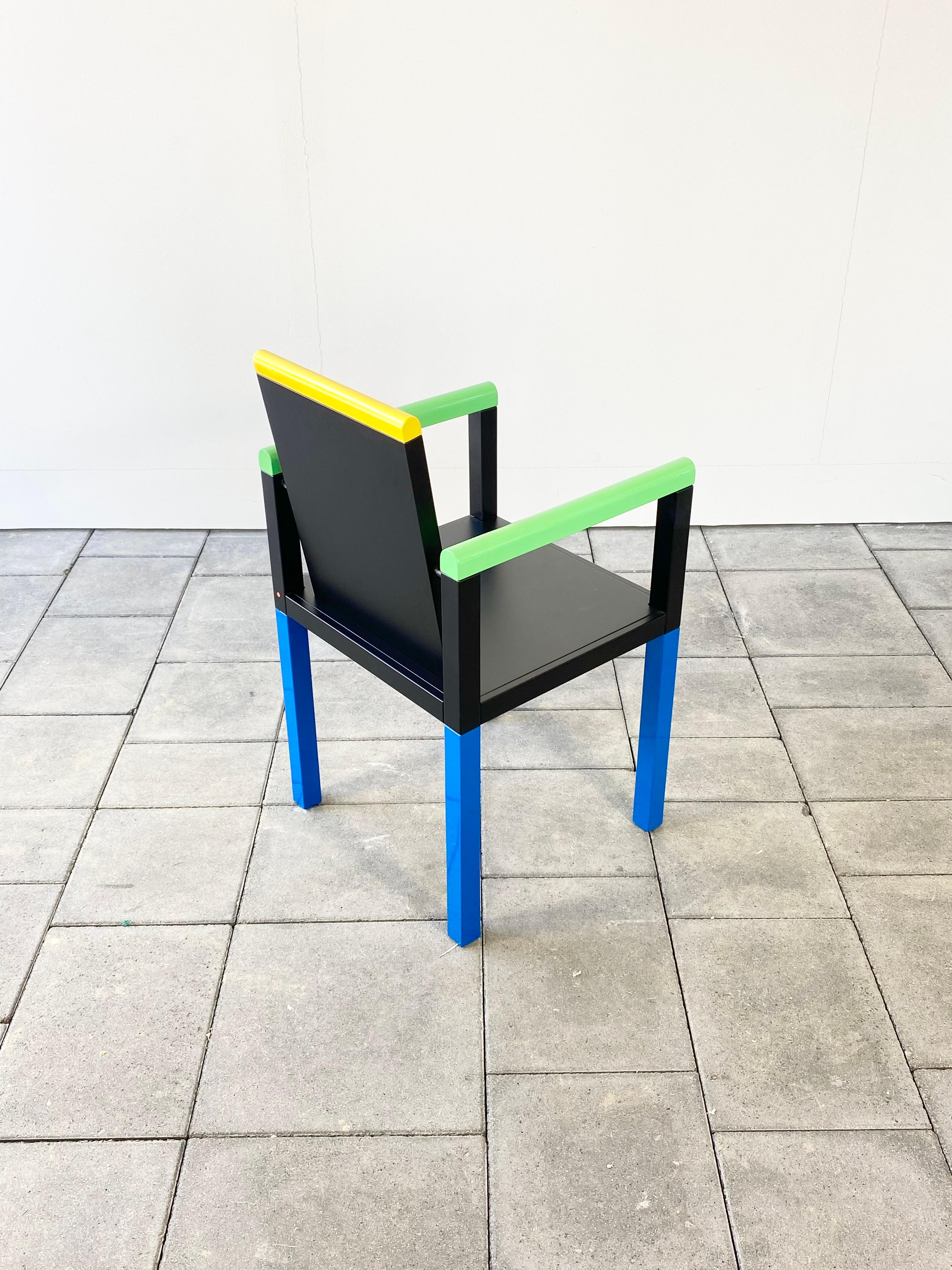 Post-Modern 1980ies Palace chair designed by George Sowden for Memphis Milano 