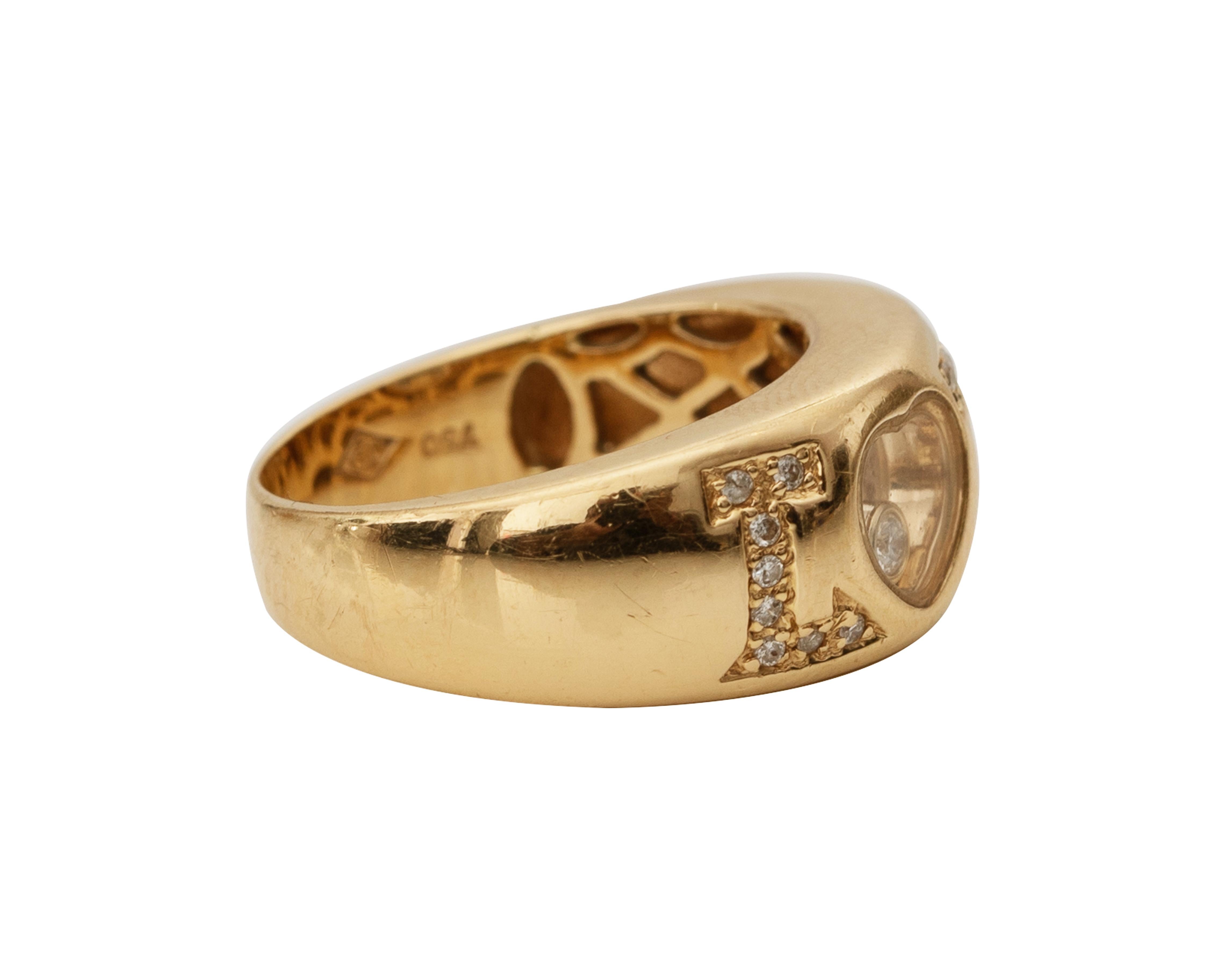 Unique 18 Karat Yellow Gold Band with Diamonds that spell out 