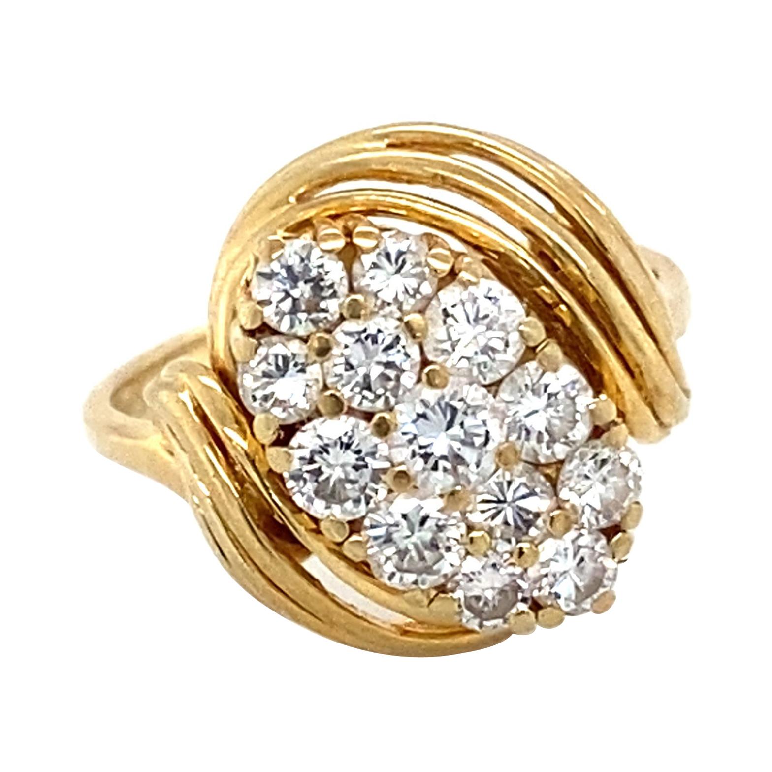 1980s 0.60 Carat Diamond Ring in 14 Karat Yellow Gold