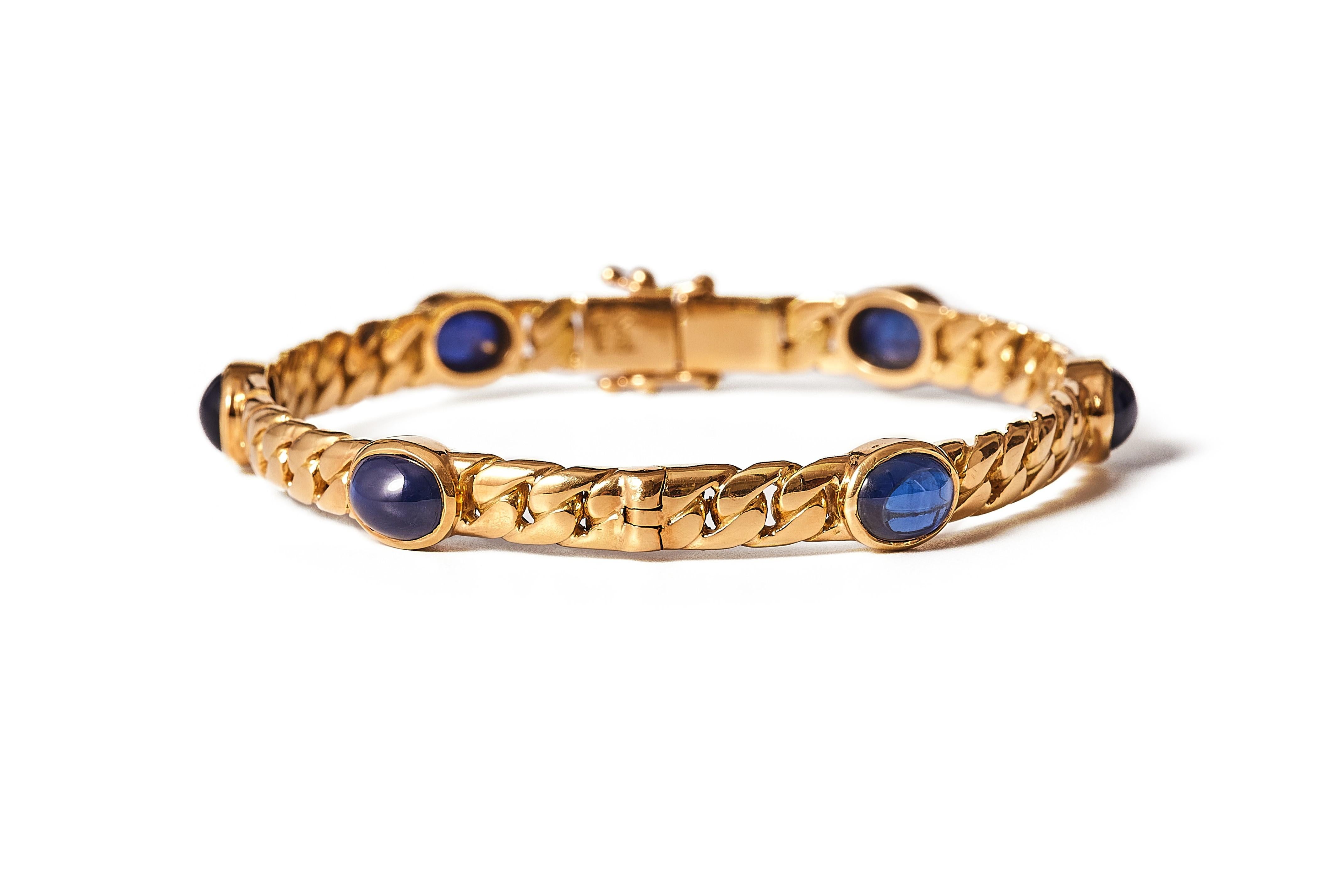Bracciale A Link 18kt con zaffiro 10,37 carati degli anni '80 In condizioni buone in vendita a Malmö, Skåne län