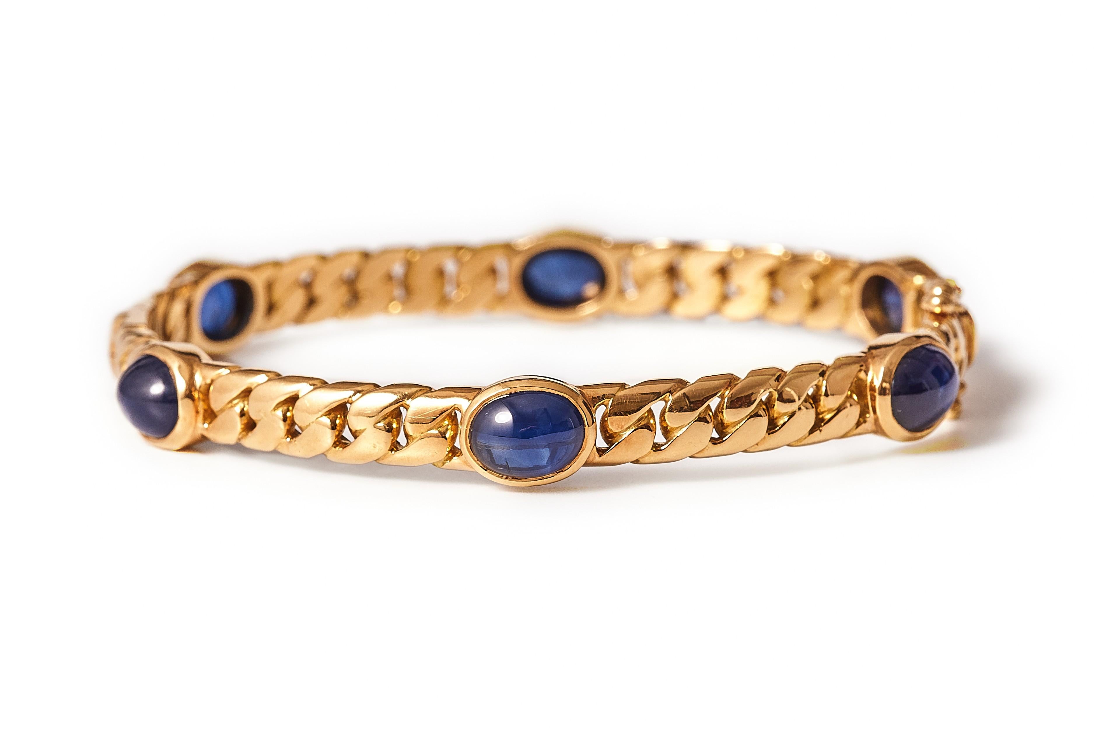 Bracciale A Link 18kt con zaffiro 10,37 carati degli anni '80 in vendita 1