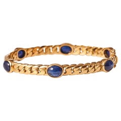 1980s 10.37ct Sapphire 18kt Curb Link Bangle
