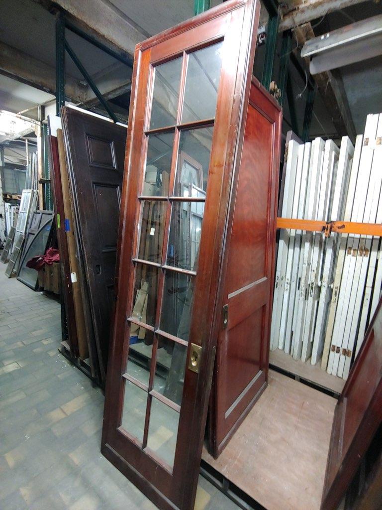 Puertas francesas dobles de caoba con espejo de 12 luces de los años 80 4