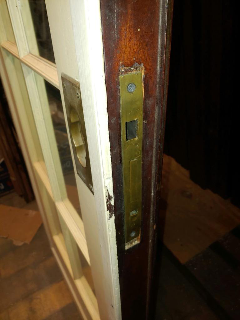 Puertas francesas dobles de caoba con espejo de 12 luces de los años 80 3