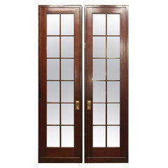 Puertas francesas dobles de caoba con espejo de 12 luces de los años 80