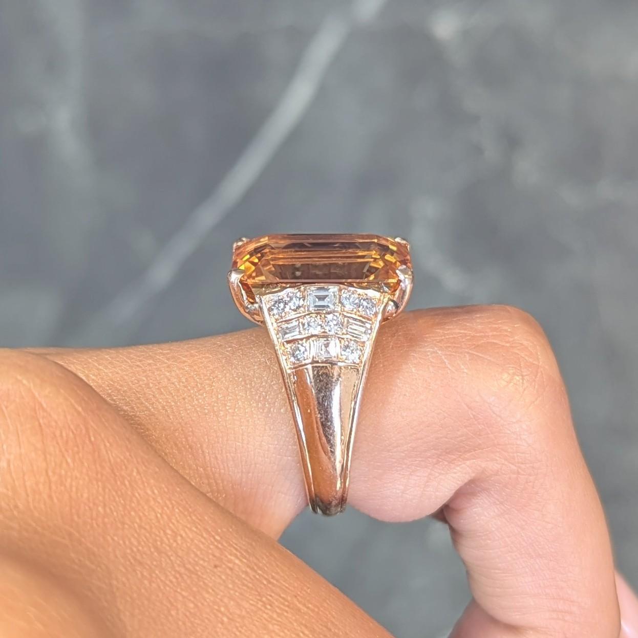 1980's 12.25 CTW Imperial Topaz Diamond 14 Karat Gold Vintage Cocktail Ring For Sale 9