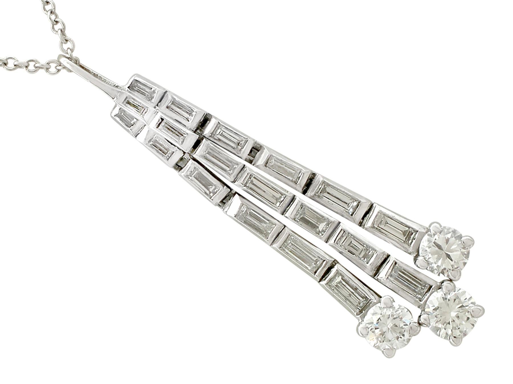 Retro 1.29 Carat Diamond and White Gold Pendant