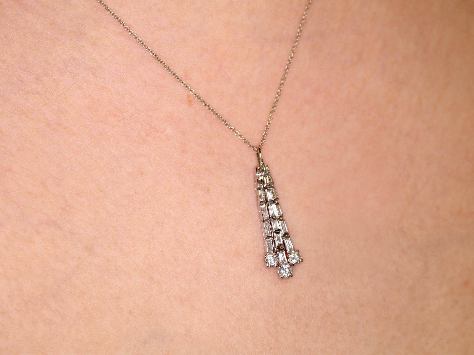 1.29 Carat Diamond and White Gold Pendant 2