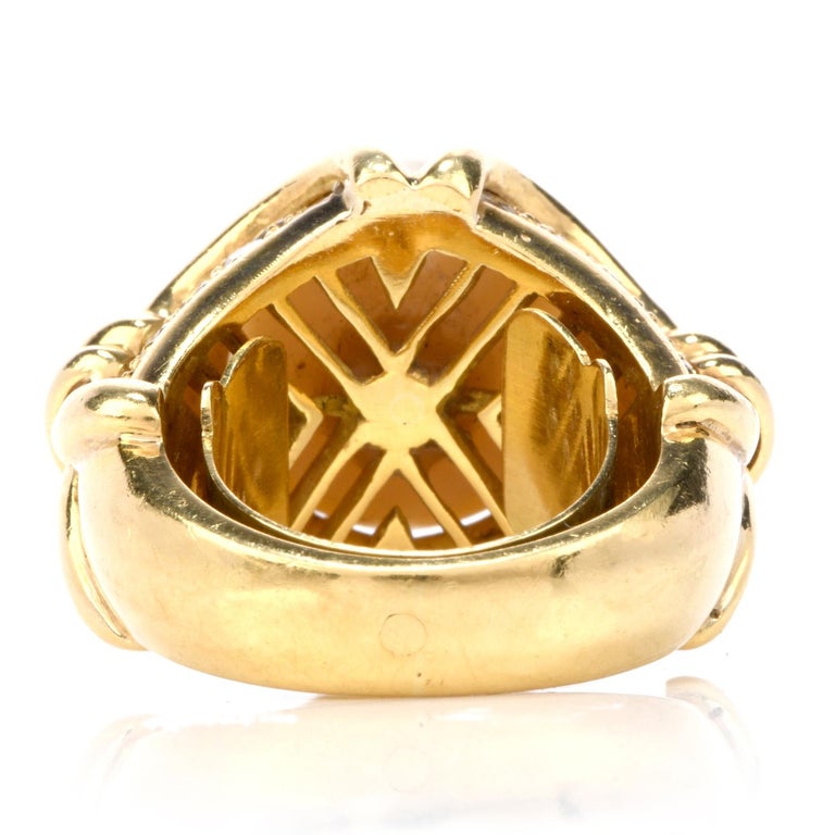 1980s Pearl Diamond 18 Karat Yellow Gold Cocktail Ring For Sale at 1stDibs