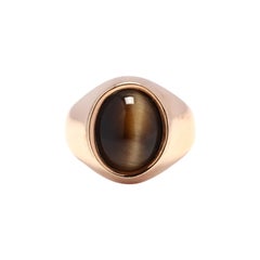 1980s 14 Karat Gold and Tiger's Eye Ring