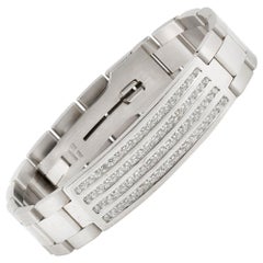 Pulsera de eslabones de oro blanco con diamantes para hombre