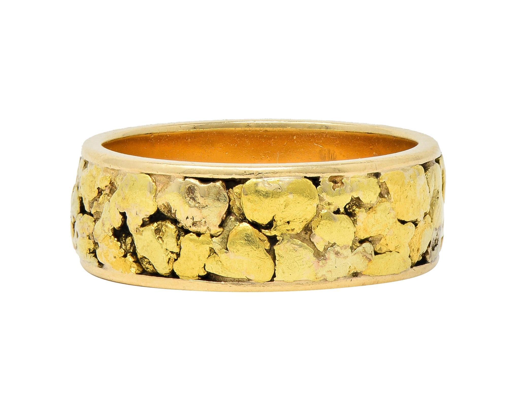 1980's 14 Karat Yellow Gold Nugget Organic Vintage Band Ring In Excellent Condition In Philadelphia, PA
