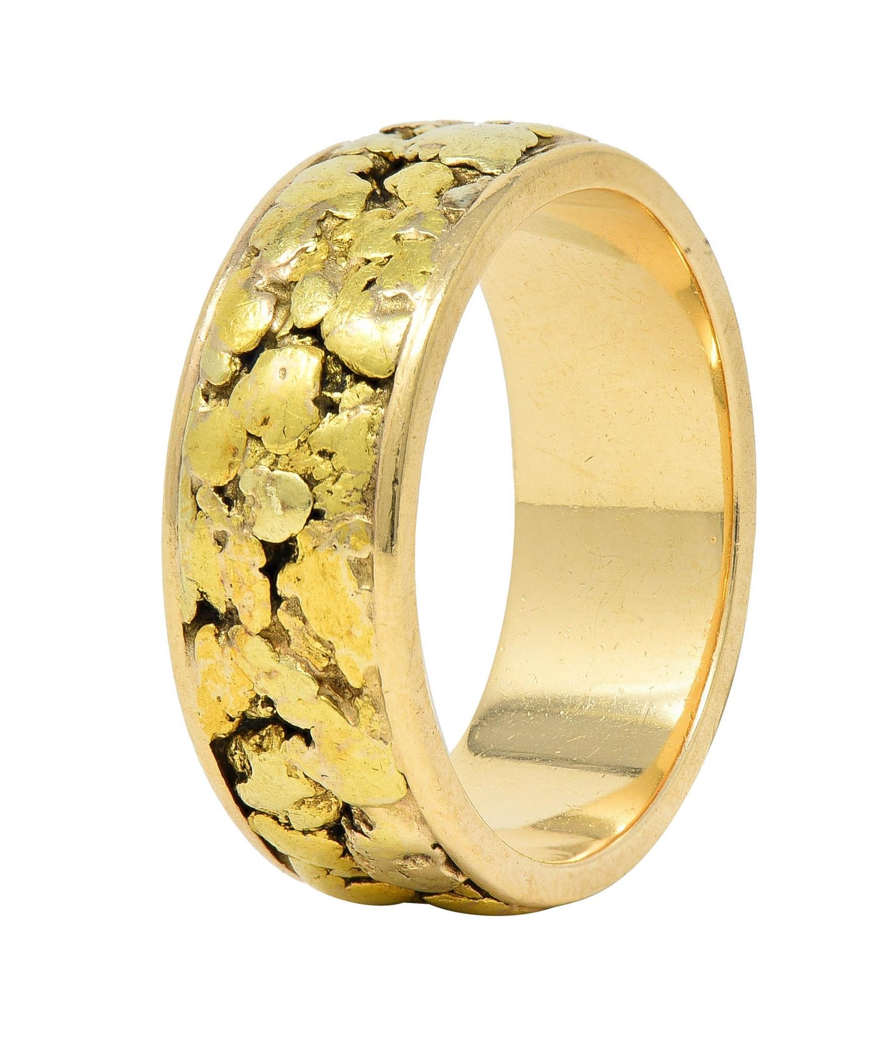 1980's 14 Karat Yellow Gold Nugget Organic Vintage Band Ring 2