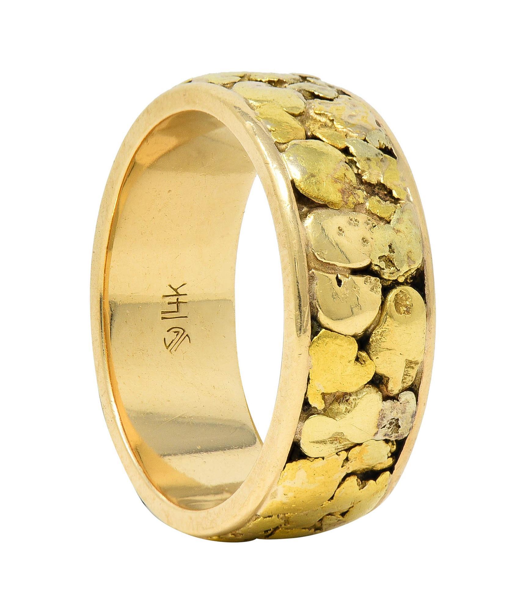 1980's 14 Karat Yellow Gold Nugget Organic Vintage Band Ring 5