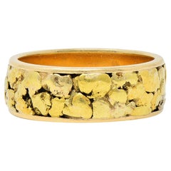 1980's 14 Karat Yellow Gold Nugget Organic Vintage Band Ring