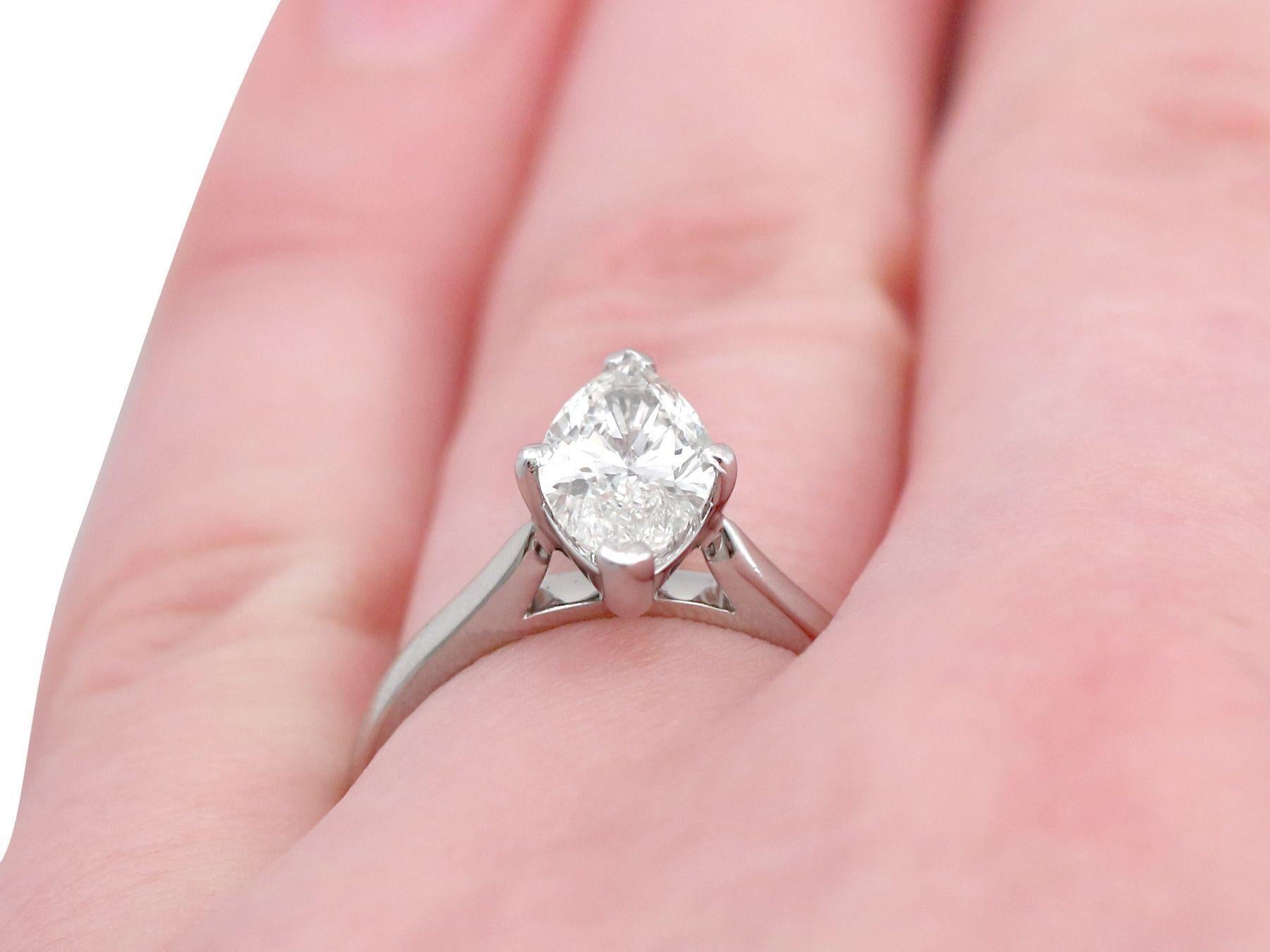 Women's 1980s 1.41 Carat Diamond and White Gold Solitaire Ring For Sale