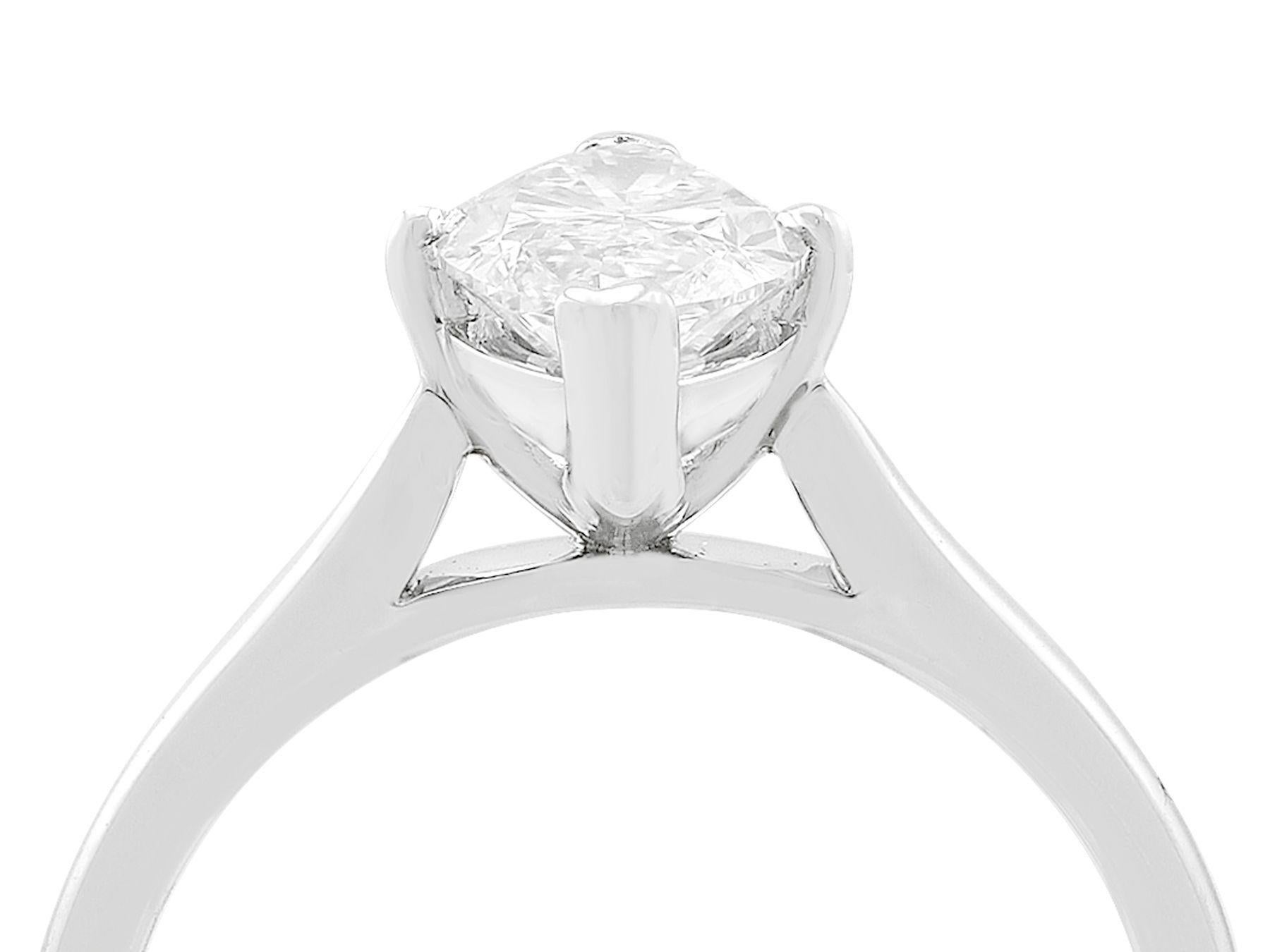 A stunning vintage 1.41 carat diamond and 18 karat white gold solitaire style engagement ring; part of our diverse diamond jewelry and estate jewelry collections.

This stunning, fine and impressive marquise cut diamond solitaire engagement ring has