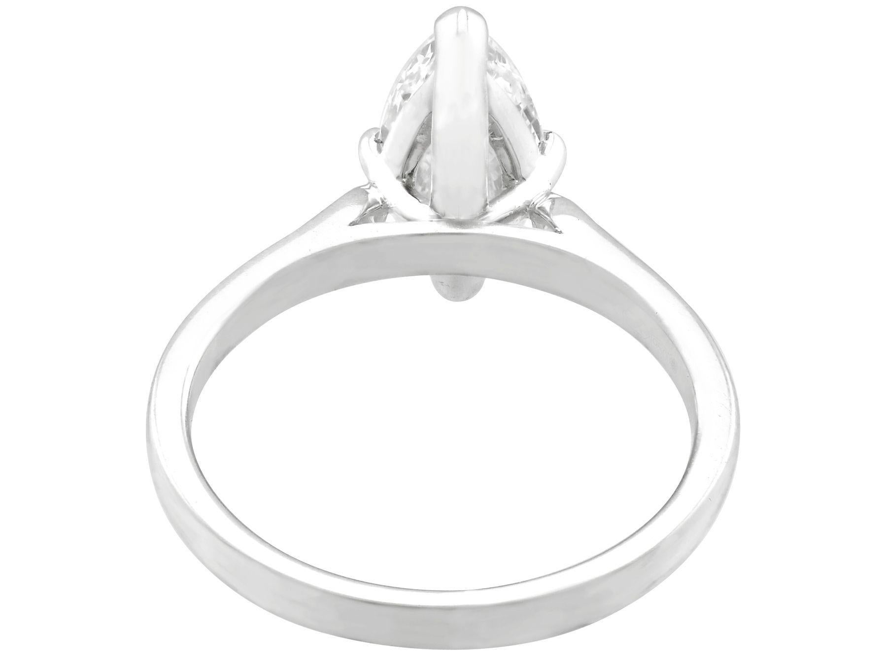 Marquise Cut 1980s 1.41 Carat Diamond and White Gold Solitaire Ring For Sale