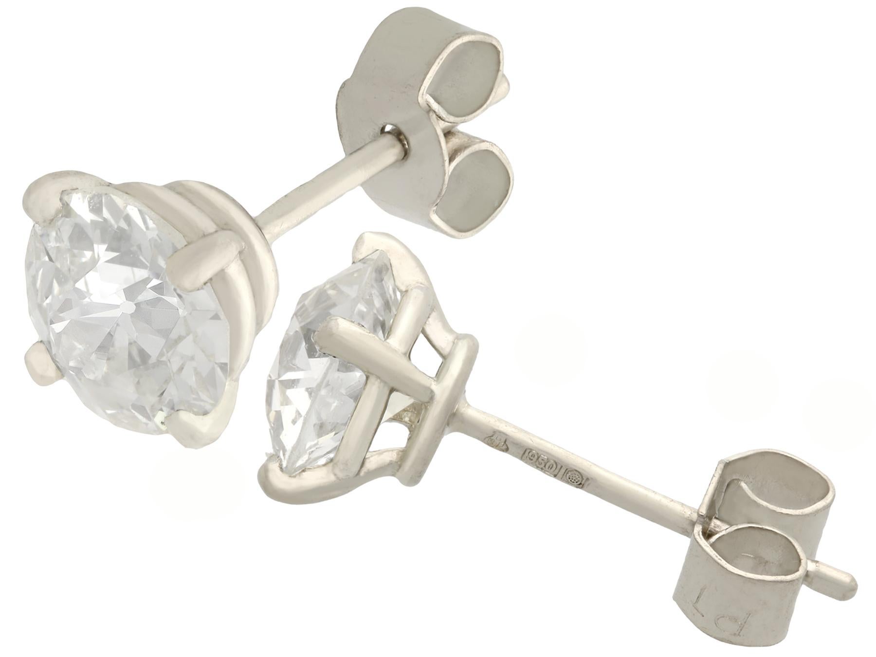 A stunning pair of vintage and contemporary 1.48 carat diamond and platinum stud earrings; part of our diverse diamond jewelry and estate jewelry collections.

These stunning, fine and impressive diamond stud earrings have been crafted in