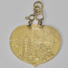 1980s 14K Gold Jade Heart Pendent