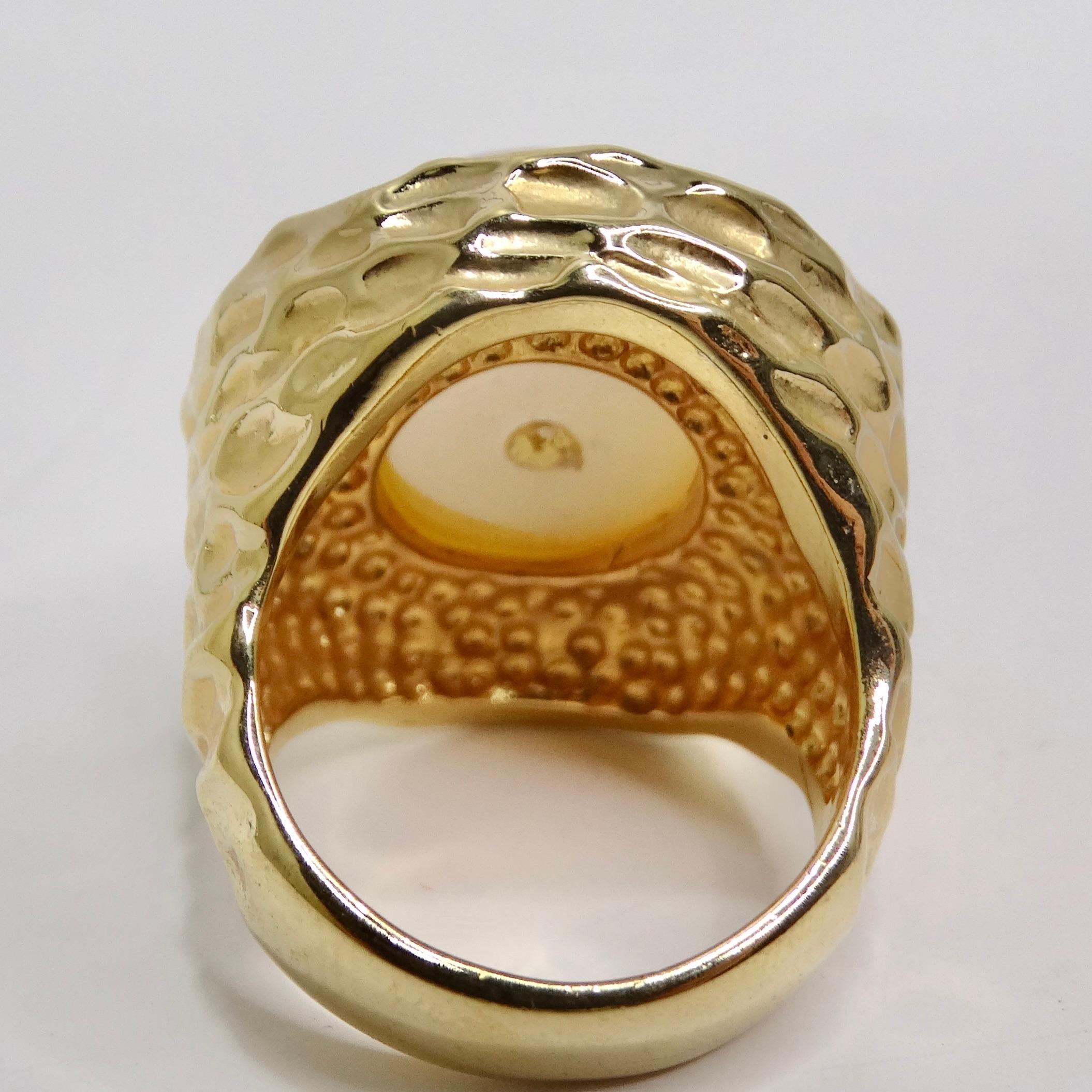 1980s 14K Gold Plated Synthetic Pearl Ring 1