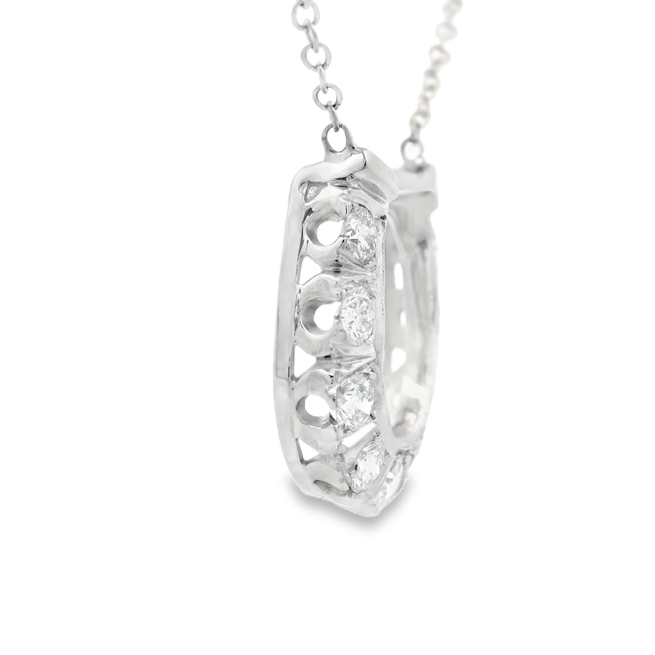 Collana a ferro di cavallo in oro bianco 14k e diamanti degli anni '80 con stima In condizioni buone in vendita a Lexington, KY