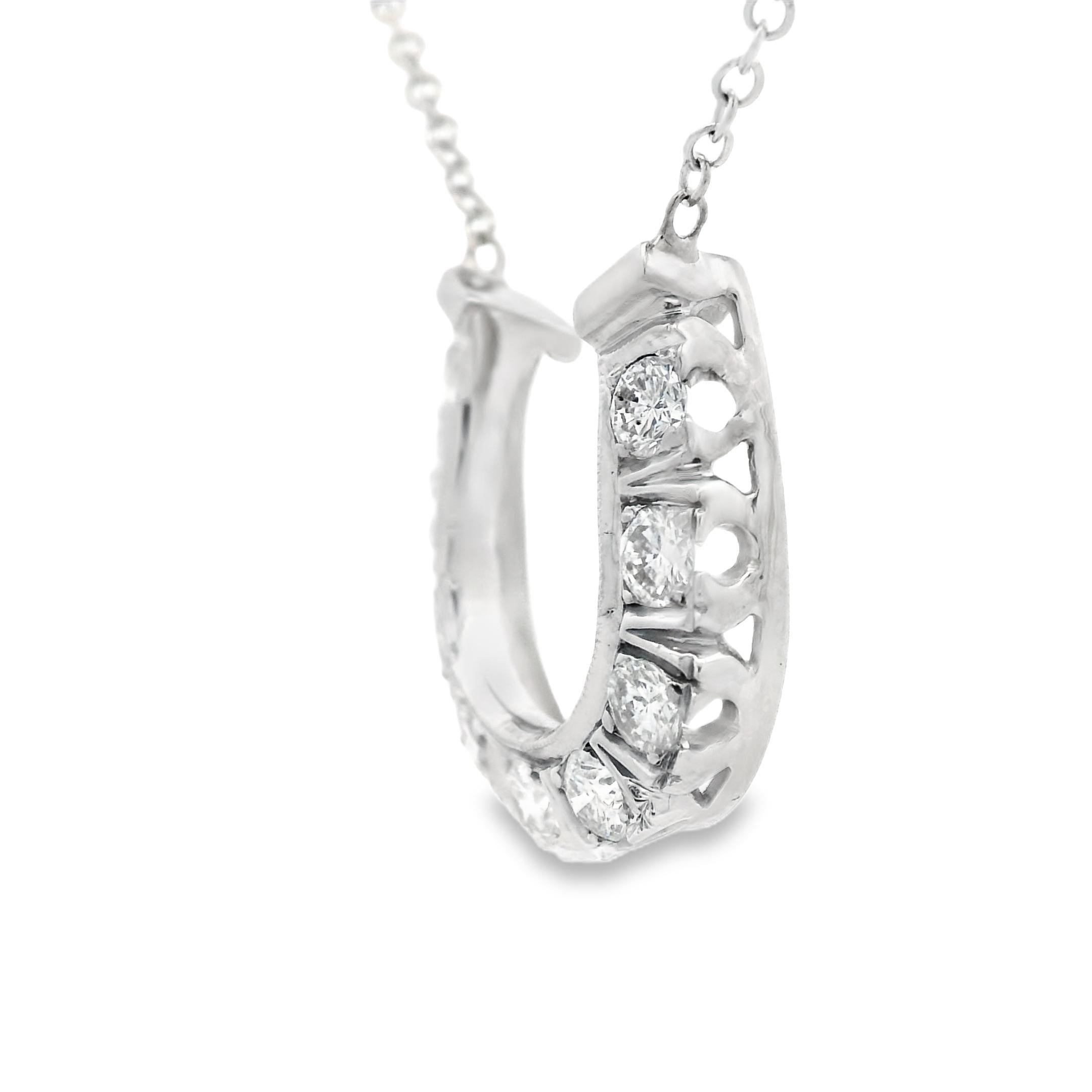 Donna Collana a ferro di cavallo in oro bianco 14k e diamanti degli anni '80 con stima in vendita