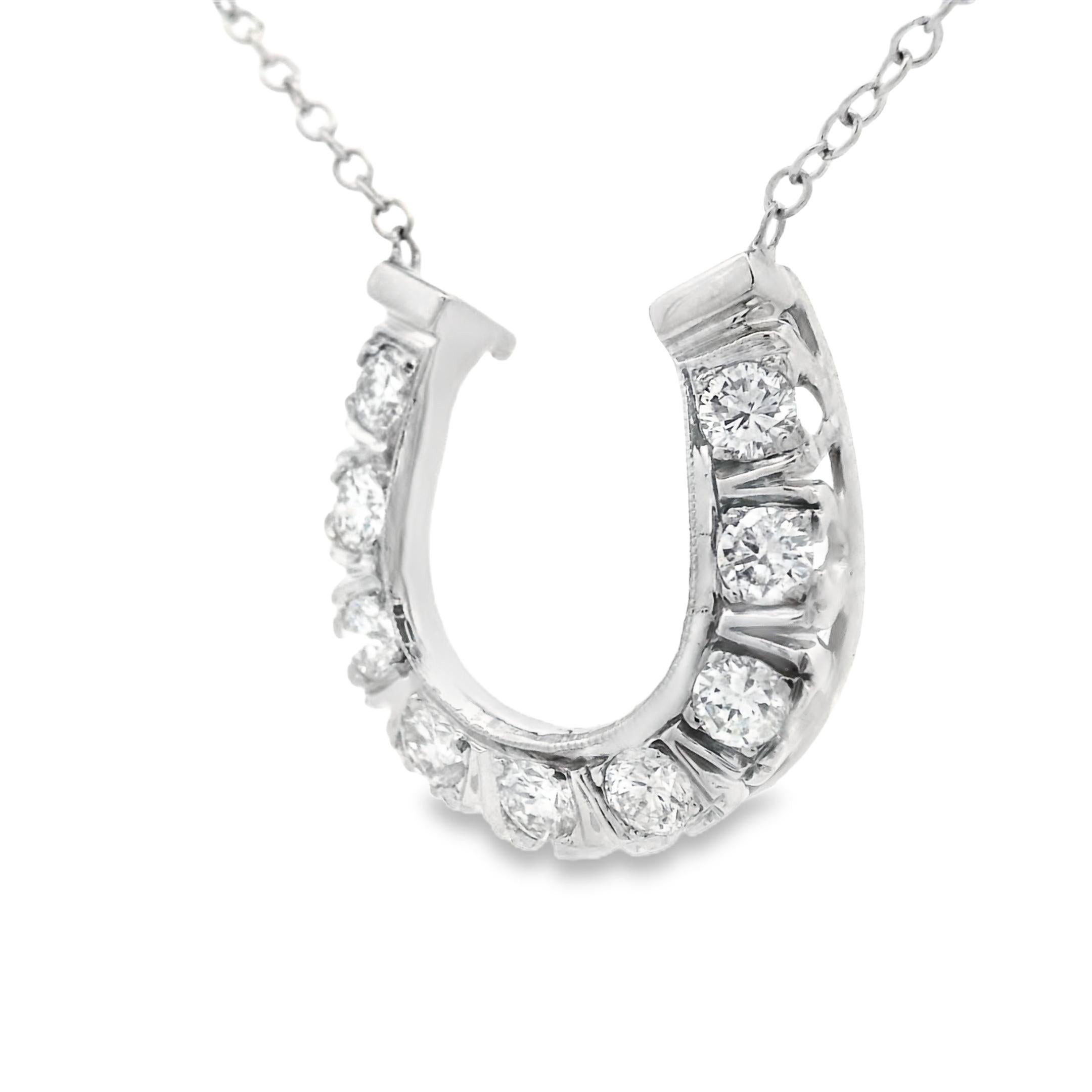 Collana a ferro di cavallo in oro bianco 14k e diamanti degli anni '80 con stima in vendita 1