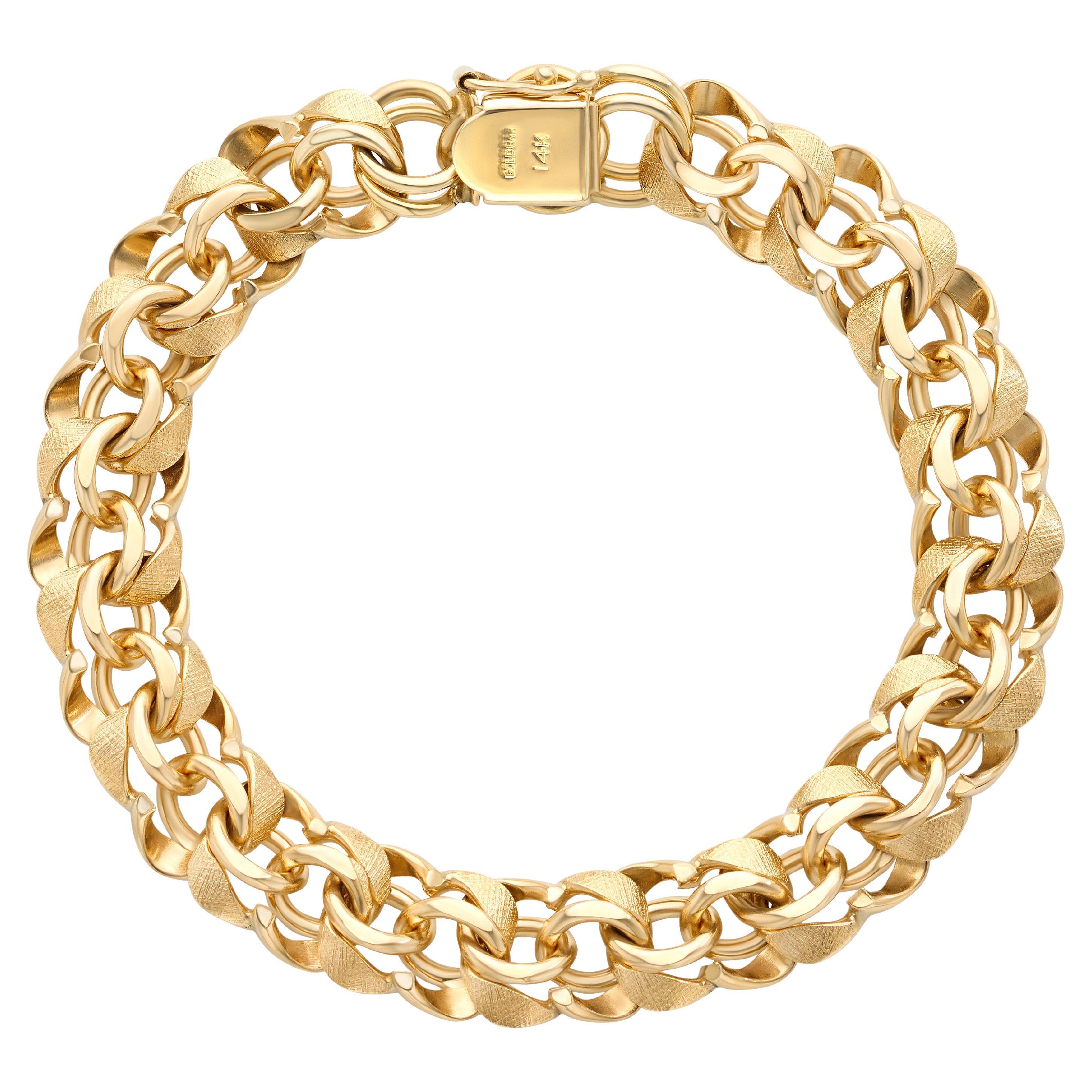 1980
s 14k Yellow Gold Charm Bracelet For Sale