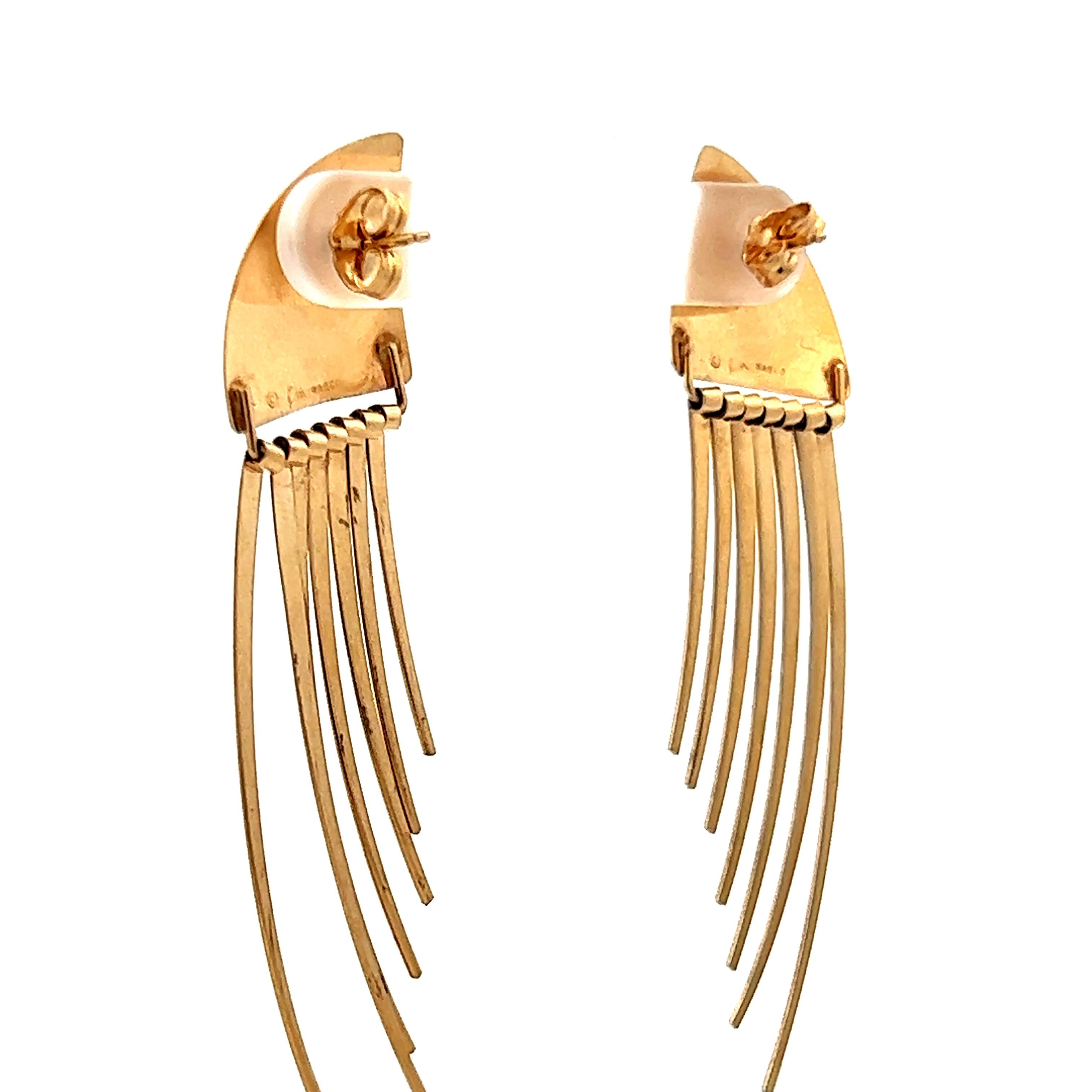 1980s 14k Yellow Gold Statement Earrings  In Excellent Condition For Sale In Lexington, KY