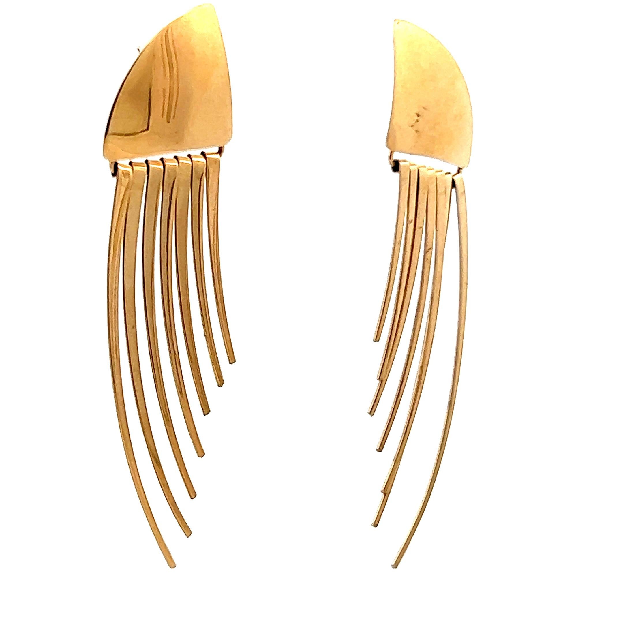 Women's or Men's 1980s 14k Yellow Gold Statement Earrings  For Sale