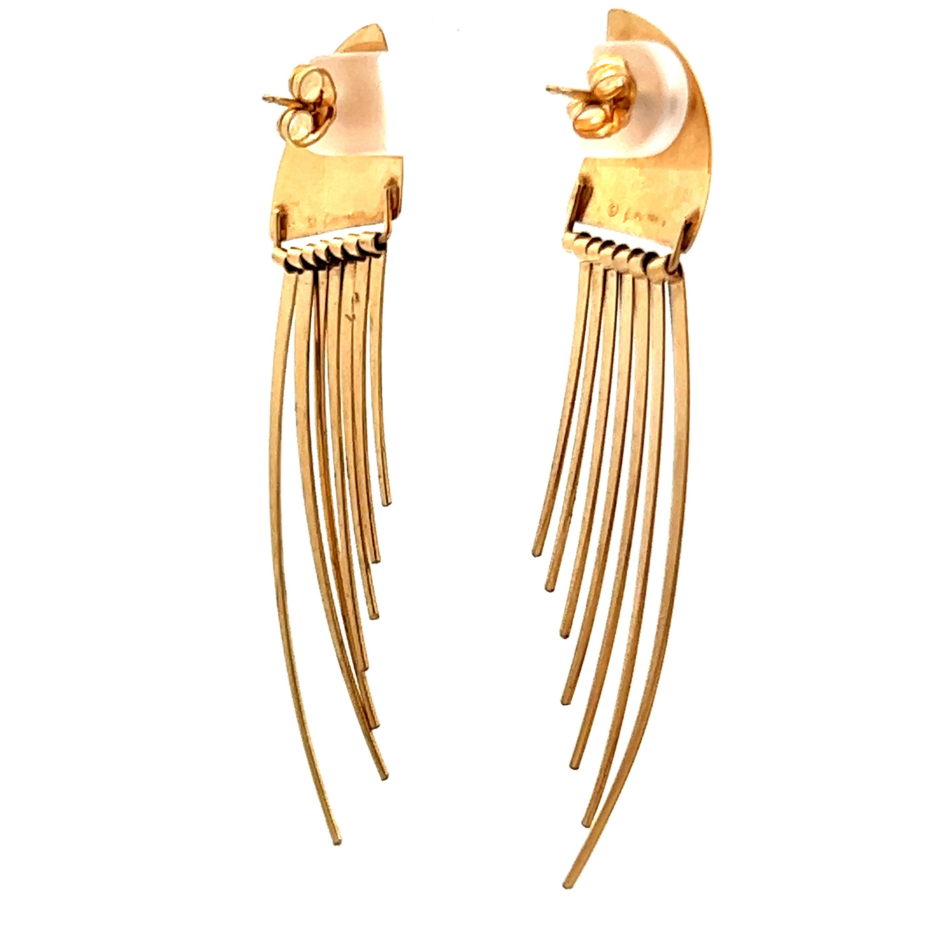 1980s 14k Yellow Gold Statement Earrings  For Sale 4