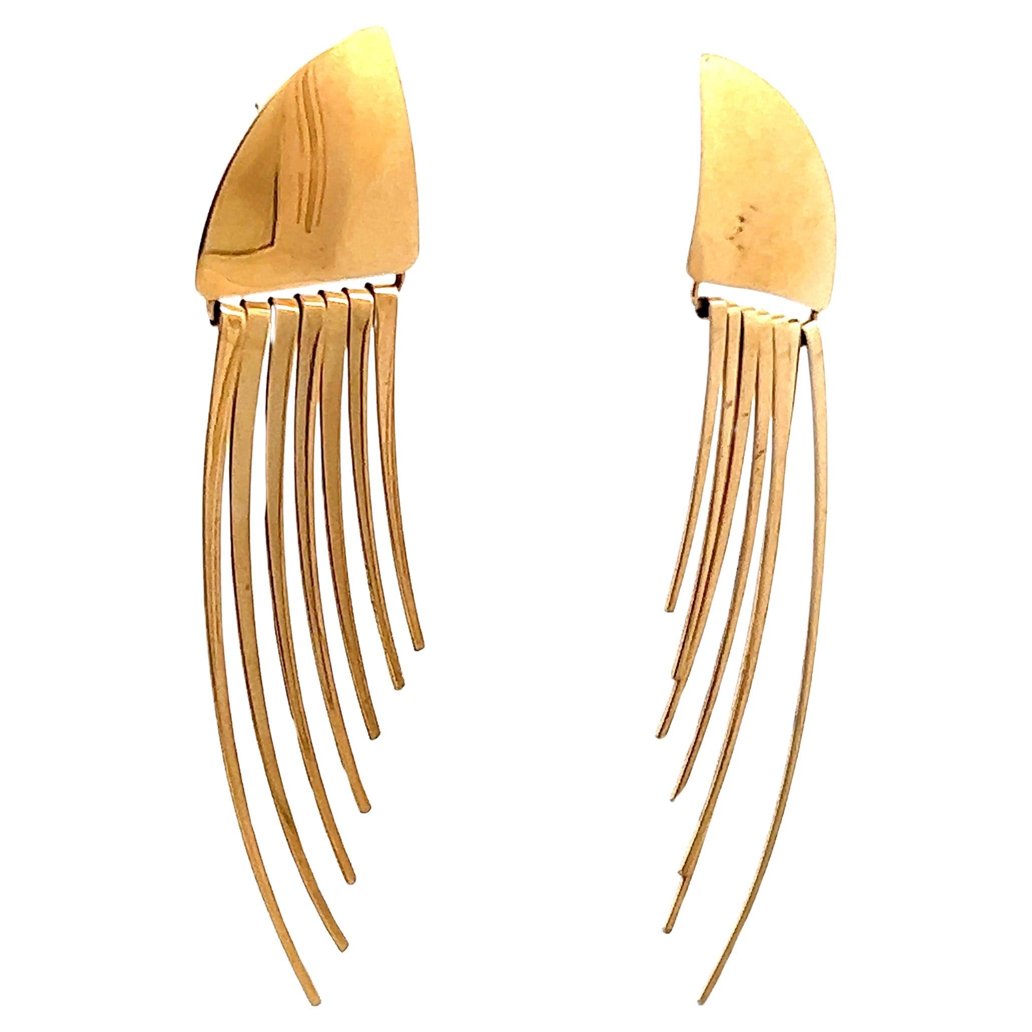 1980s 14k Yellow Gold Statement Earrings  For Sale
