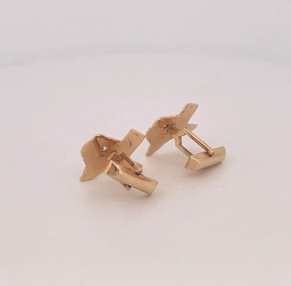 1980s 14k Yellow Gold Texas State Diamond Cufflinks 2