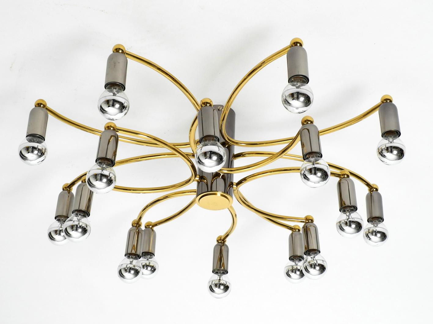Post-Modern 1980s 16-Armed Extra Large Ceiling Lamp by Cosack, Made of Brass and Chrome