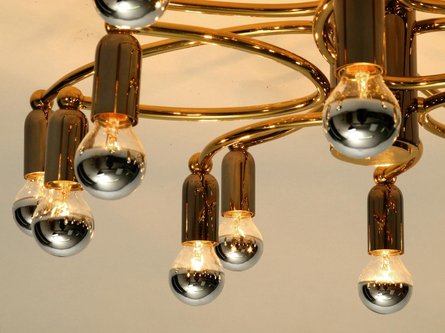 Late 20th Century 1980s 16-Armed Extra Large Ceiling Lamp by Cosack, Made of Brass and Chrome