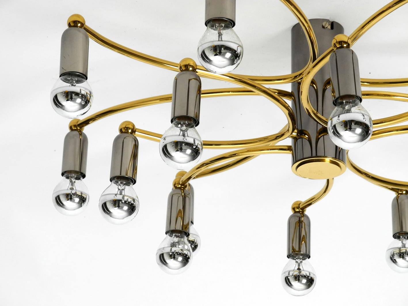 Metal 1980s 16-Armed Extra Large Ceiling Lamp by Cosack, Made of Brass and Chrome